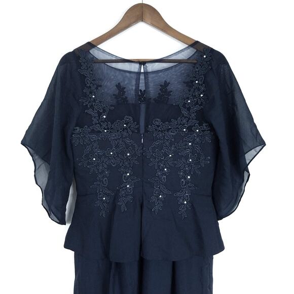 NEW NWT JAEDEN Mother of The Bride or Groom Pantsuit Jumpsuit Navy Blue Size 12 - Picture 6 of 9